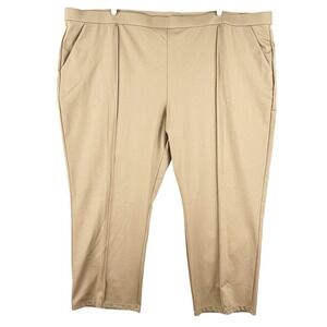 Isaac Mizrahi Live Elements Women's Stretch Pull-on Taupe Pant w/Pintuck Size 5X